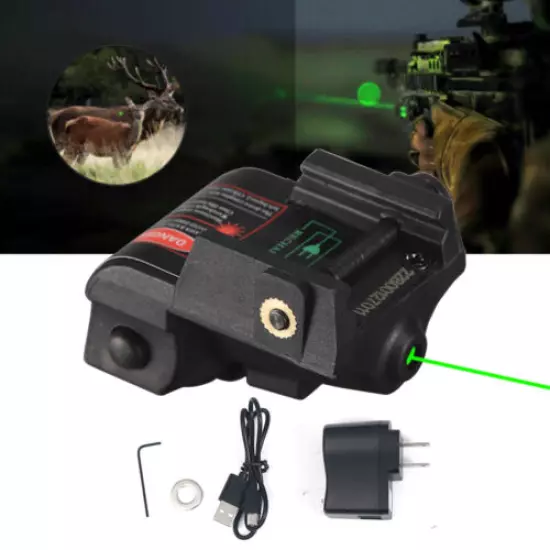 Green Dot Laser Sight Pistol USB Rechargeable For Glock17 19 Picatinny Rail