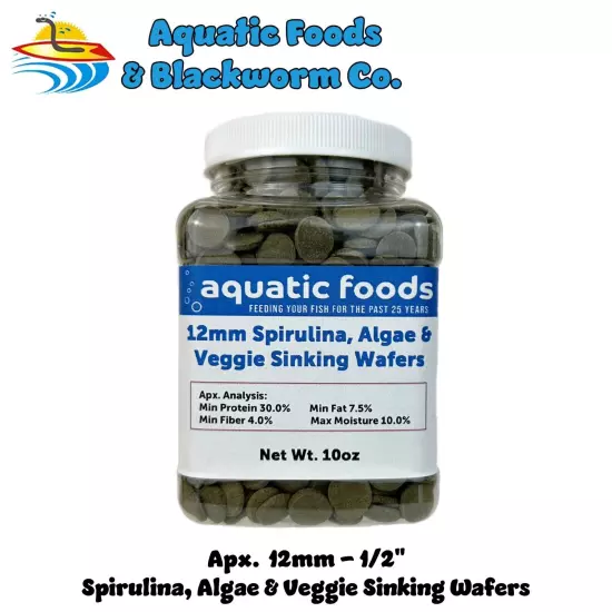 12mm - 1/2" Spirulina, Algae & Veggie Sinking Wafers for Bottom Feeders. WL-JAR