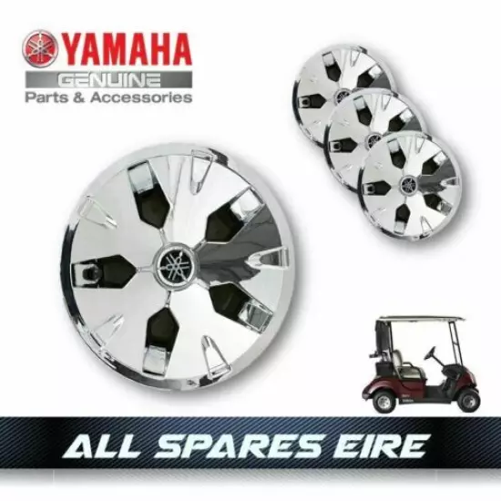 GENUINE YAMAHA GOLF CART BUGGY WHEEL COVERS HUB CAPS FITS ALL YEARS **CHROME**