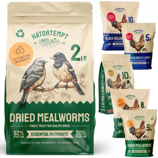 2 lbs Dried Mealworms for Birds – Premium Non-GMO Organic Bird Food for Ou