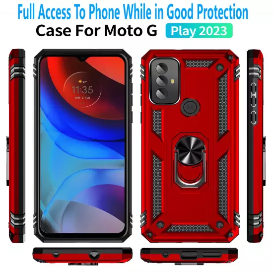 For Motorola Moto G Play 2023 2024 Case Phone Shockproof Cover + Tempered Glass