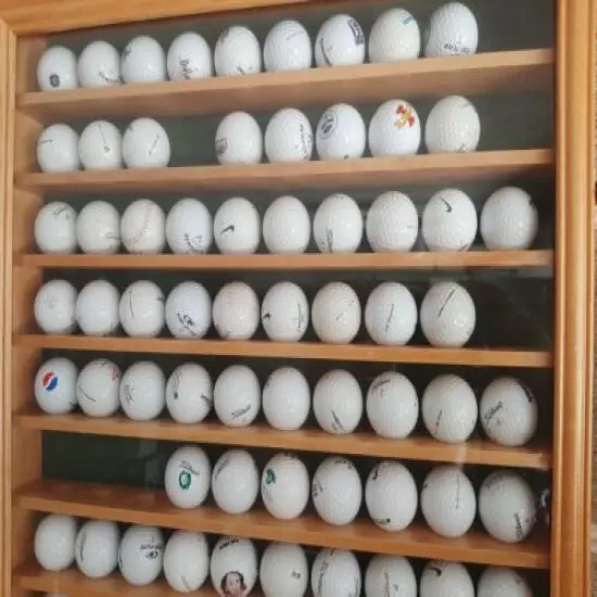 110 Golf Ball Display Case with Glass Door and Collector Balls. 