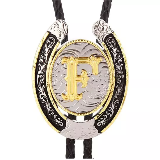 Bolo Tie for Men- Golden Initial Letter A to Z Western Cowboy Bolo Tie for Women