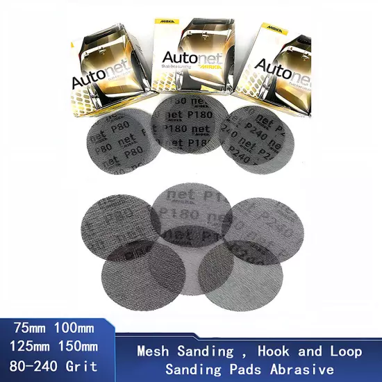 75-150mm Mesh Sanding Discs 80-240 Grit, Hook and Loop Sanding Pads Abrasive