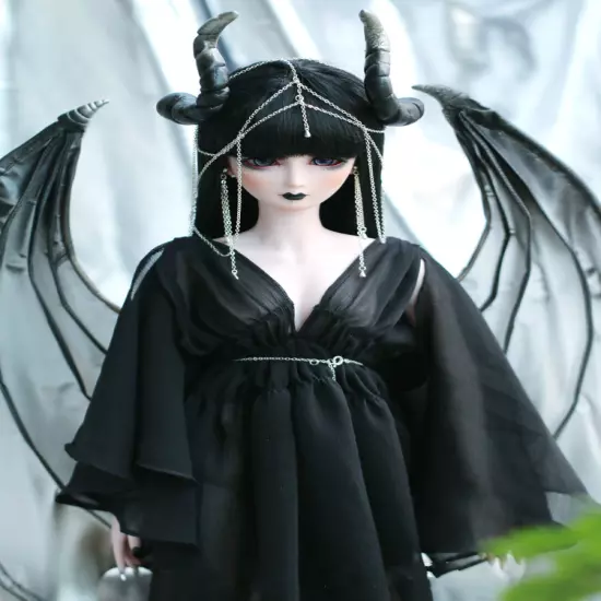 BJD Black Vampire Wings/Dragon Horns for 1/6 1/4 1/3 Uncle Doll LUTS DZ Cosplay