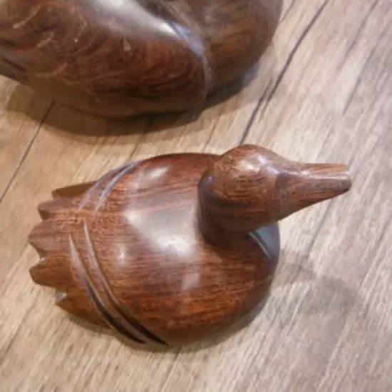 3 - Wood duck decoys hand carved vintage, folk art wood carving