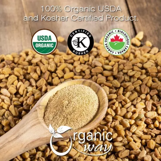 Organic Way Fenugreek / Methi Powder - Kosher & USDA Certified - (1LBS / 16Oz)