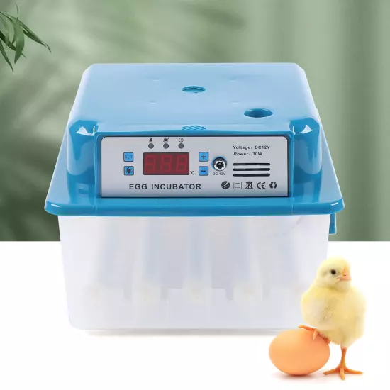 16-Eggs Digital Incubator w/ Fully Automatic Egg Turning Humidity Chicken Duck