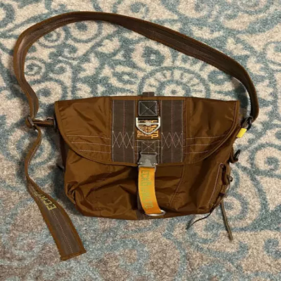 Vintage Brown ECKO Multi Pocket Heavy Nylon Cross Body Bag