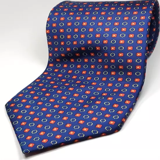 FIRENZE Handmade 100% Silk Tie Men's Navy Blue Red Gold Necktie NEW