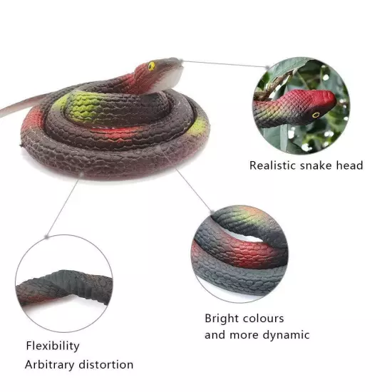 Rubber Snakes to Keep Birds Away - 4 Pieces Realistic Fake Snake Toys for Gar...