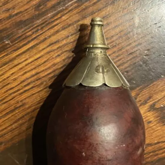 antique 18th century Caucasian Gourd POWDER FLASK Uzbekistan hunter gun rifle