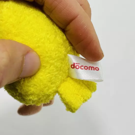 Docomo Poinko Yellow Chicken Hangtag Bird Meatball Plush Strap Charm Bulging Eye