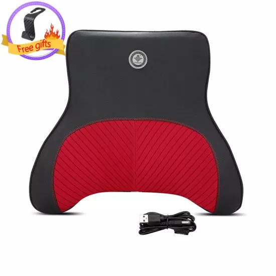 Car Massage Headrest Neck Pillow Mesh + Leather Universal Seat Lumbar Pillow