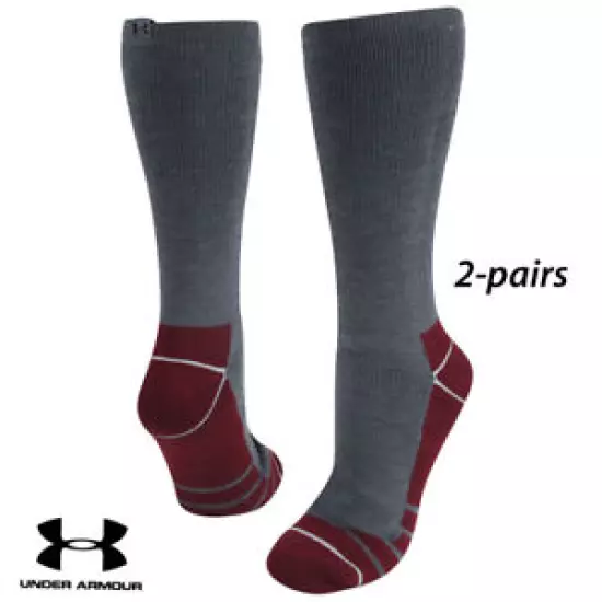 UA Socks: 2-PAIR Hitch Rugged Boot (L)- Pitch Gray