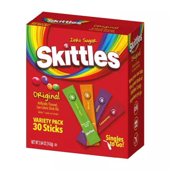 Skittles Singles to Go Variety Pack, Powdered Drink Mix, Zero Sugar 30 ct