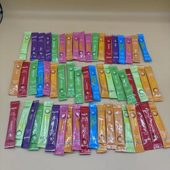 56 Skittles Drink Mix To Go! Singles Sachets 8 Different Flavors Tropical