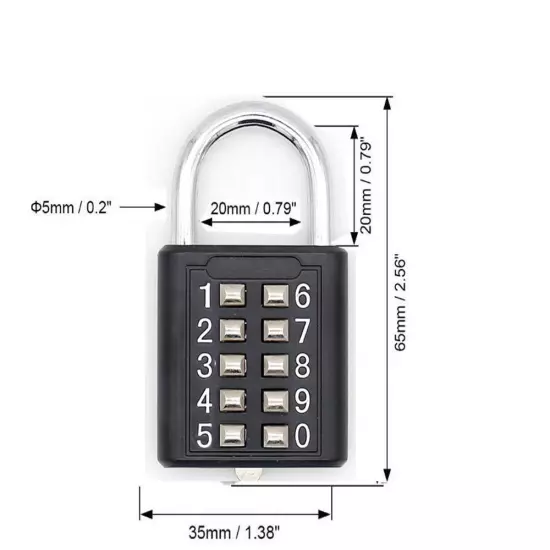 MIONI 10 Digit Push Button Combination Padlock, 5 Digit Locking Mechanism,Blu...