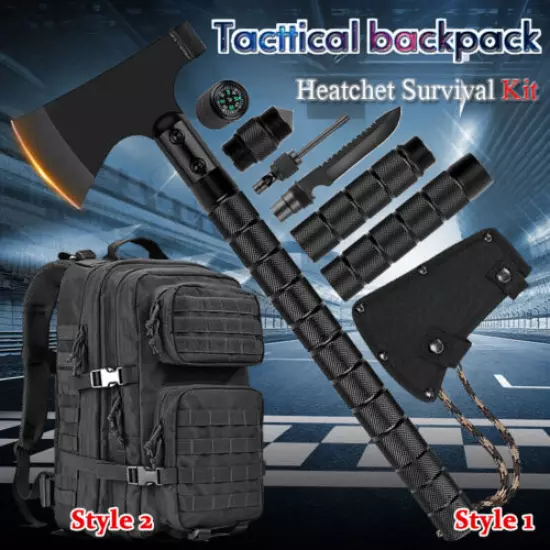 Tactical Tomahawk Backpack Camping Axe Hatchet Kit Outdoor Hiking Survival Tool