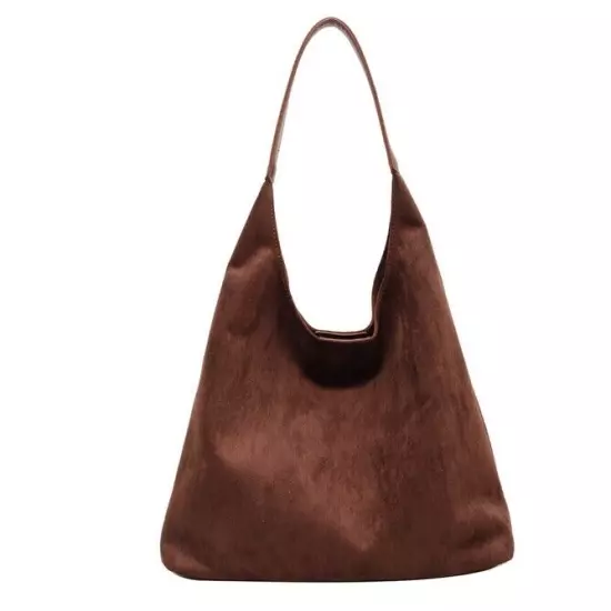 Women Large Capacity Suede Shoulder Bag Fashion Versatile Bucket Bag