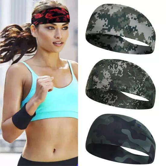 Sports Headband for Men Women Moisture Wicking Sweat Band Elastic Wide Hair Band