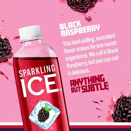 , Black Raspberry Sparkling Water, Zero Sugar Flavored Water, with Vitamins and 