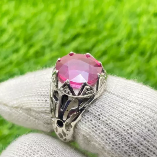 Natural BURMA RUBY Unisex Ring Real Burmese Ruby Ring 925 Sterling Silver Ring