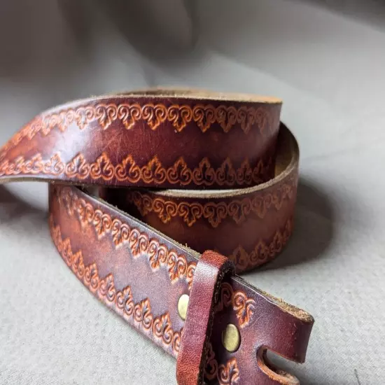 vintage HAND TOOLED buckle belt 40-42 leather WESTERN full grain COWHIDE cowboy