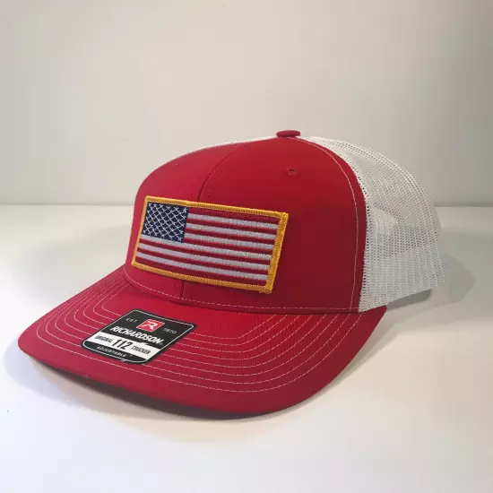 Richardson 112 American Flag 6 Panel Adjustable Snapback Trucker Mesh Hat