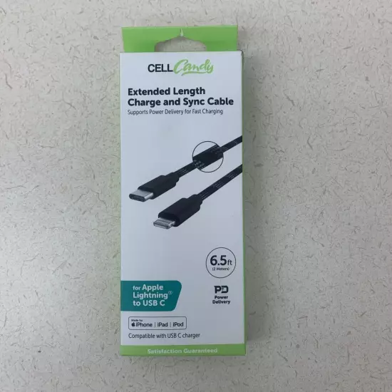 NEW Apple Quick Charge Cable to USB C Extended Length 6.5 Foot Black