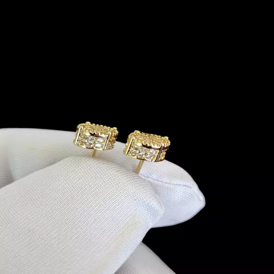 Iced Out Stud Earrings Gold Plated With Cubic Zirconia Hip Hop Jewelry Men Women