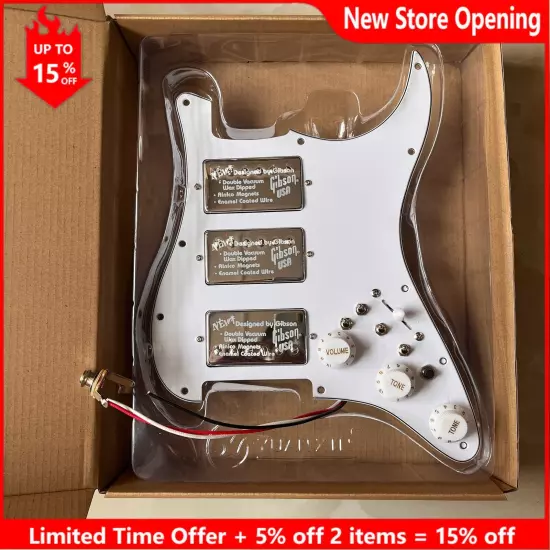 HHH Prewired Loaded Strat Pickguard Set Ainico 5 Humbucker Pickups for Fender ST