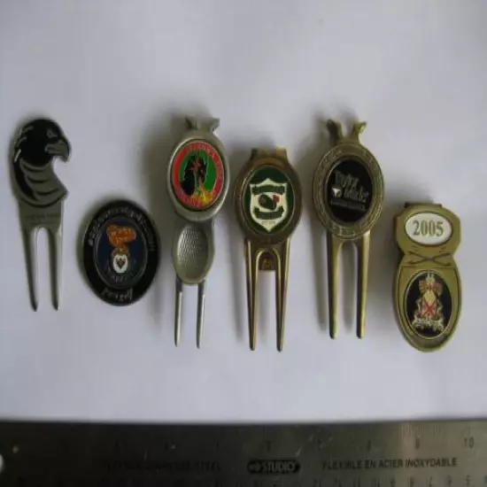 SIX DIVOT TOOLS AND BALL MARKERS