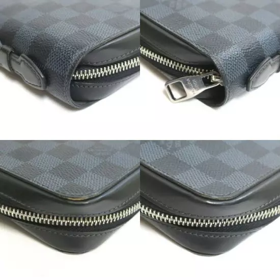 AUTH LOUIS VUITTON Zippy XL N41590 Damier Cobalt mens Navy #2108