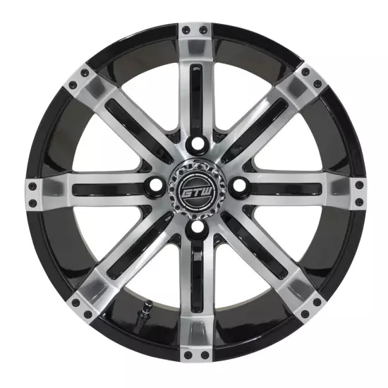 Set of 4 GTW 14" Tempest Machined Golf Cart Wheels on 23" Barrage Mud Tires