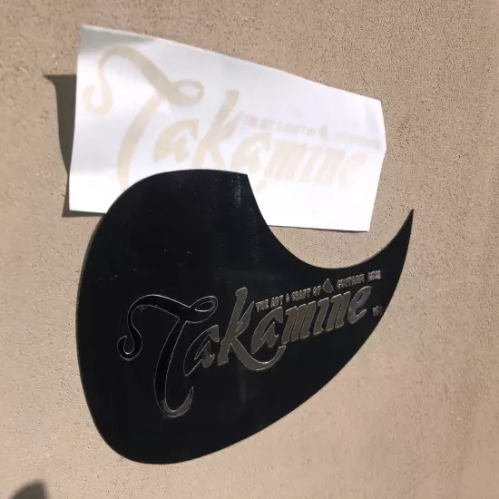 Takamine Pickguard Logo Sticker Metallic Solid Mix Gold-Silver Color x 1