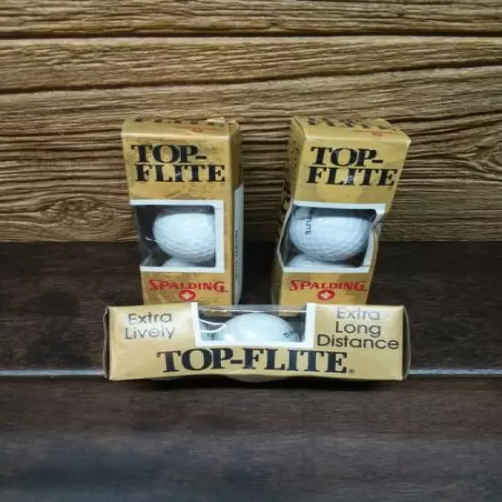 3x Vintage Spalding Top-flite 9 Balls Extra Lively Extra Long Distance NOS