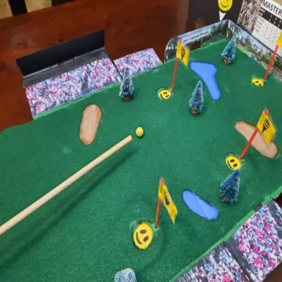 Miniature Indoor Four Hole Golf Putting Family Game