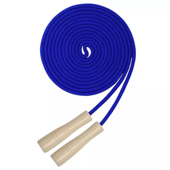 Adjustable Double Dutch Blue Skipping Rope with Wooden Handle Multiplayer Team