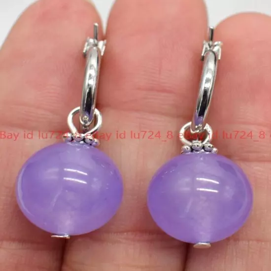 8/10/12mm Natural Multicolor Gemstone Round Beads Silver Leverback Earrings