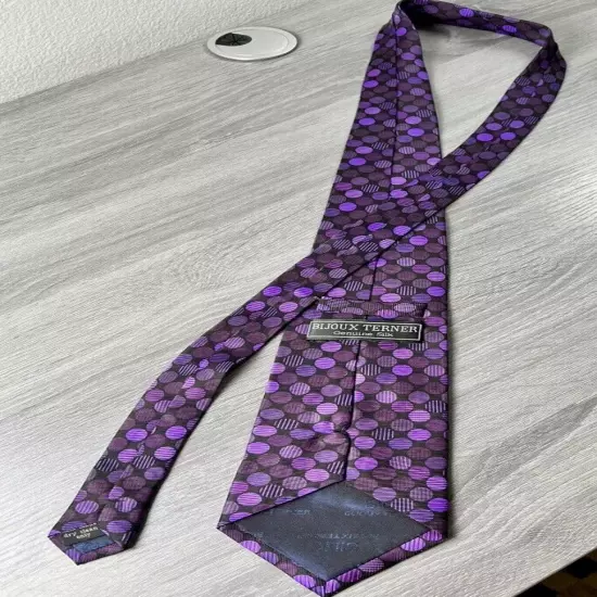 Bijoux Terner Tie Necktie Geometric Purple Circles Genuine Silk Necktie Tie