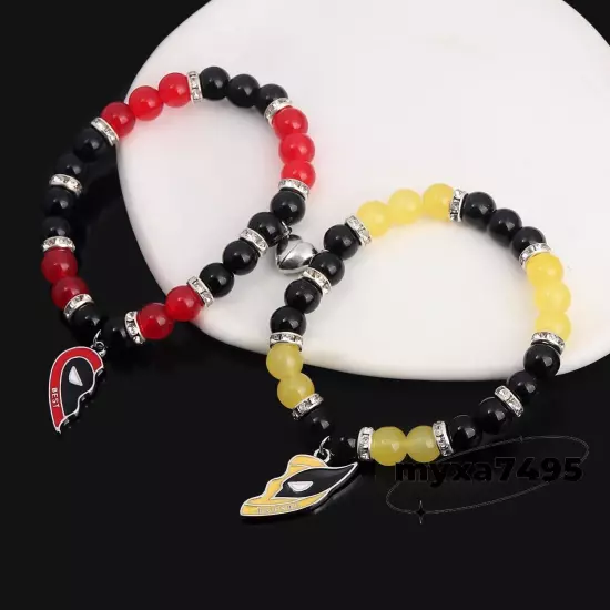 Cosplay Bracelet Deadpool 3 & Wolverine Beaded Heart Pendant Hand Chain Jewelry