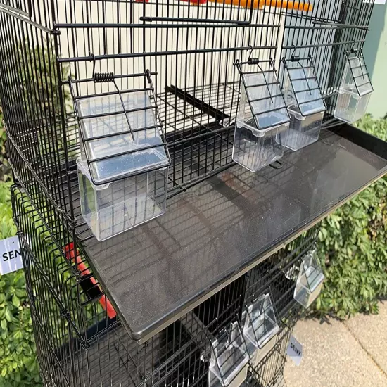 Set of 4 Stackable Breeding Bird Cage for Canary Finch Black