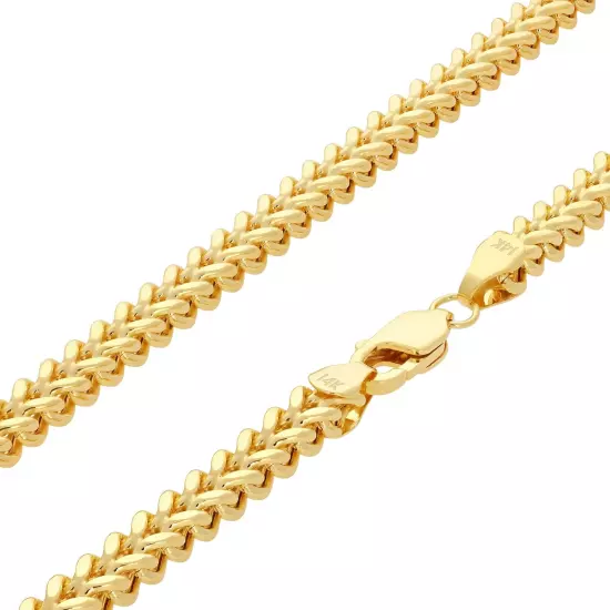 14k Yellow Gold 4mm Franco Box Bracelet Chain Mens Womens 7" 7.5" 8" 8.5" 9"