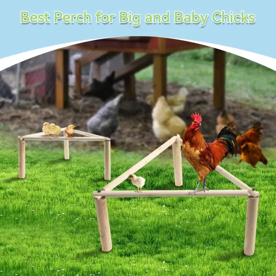 Chicken Perch Strong Pine Wooden Chick Jungle Gym Roosting Bar, Training Perc...