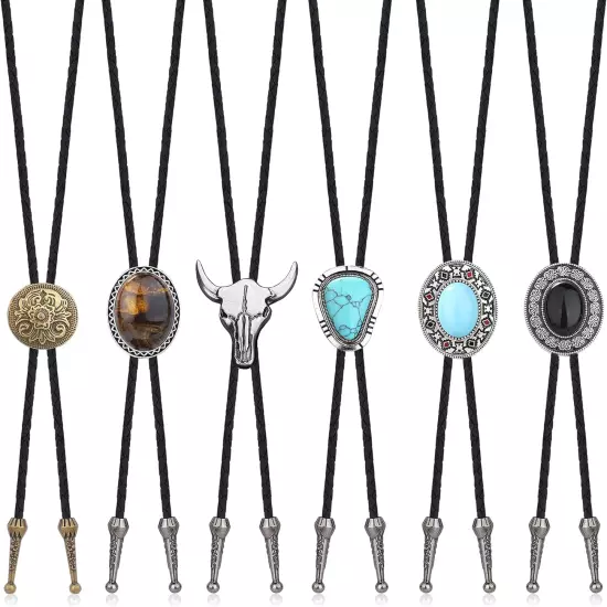 LOLIAS Bolo Tie,Handmade Vintage Bolo Ties for Men Western Cowboy Leather Neckti