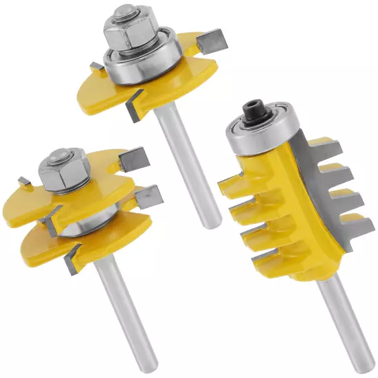 3Pcs 1/4" Shank Tongue and Groove Router Bit Reversible Finger Joint Router Bitφ