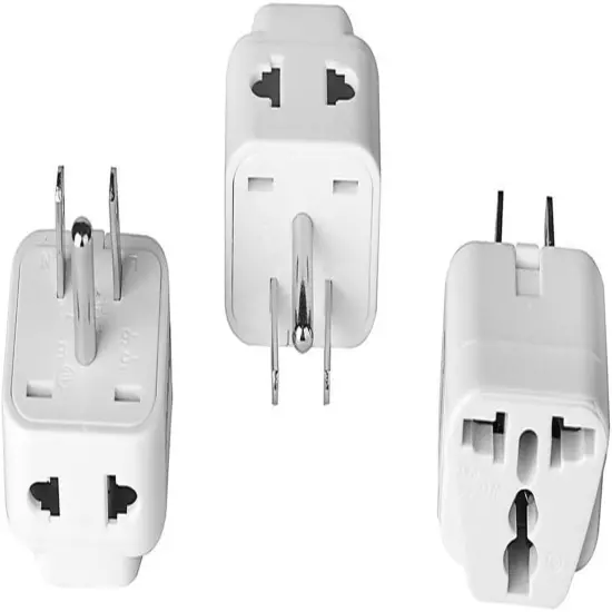 US Travel Plug Adapters - UK India EU to US Pin Converter, 3-Pack American Power