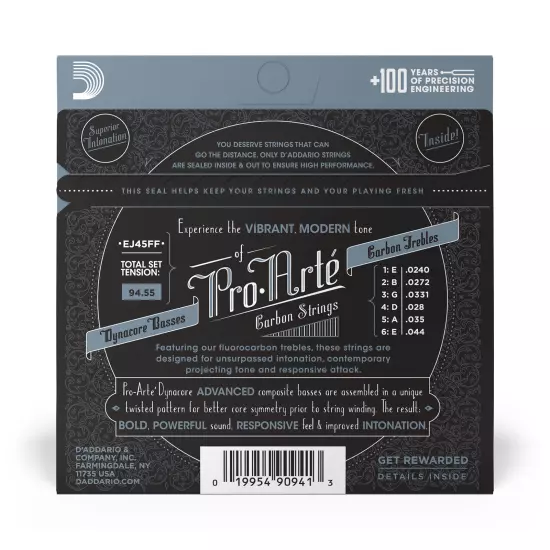 3-Pack D'Addario EJ45FF Pro-Arté Carbon Classical Guitar Strings, Normal Tensio