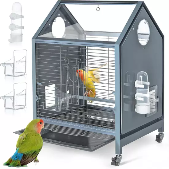 Acrylic Bird Cage, 25 Inch Medium Parrot Cage for Parakeet Cockatiel Conure L...